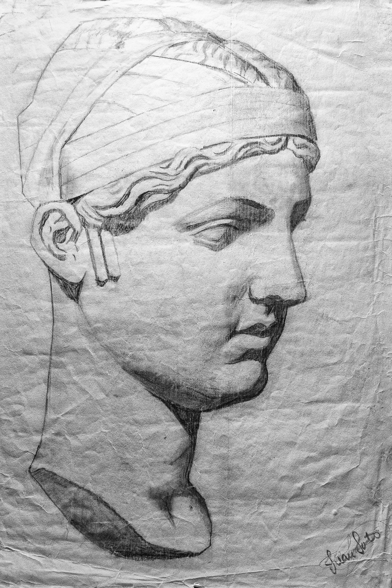Juan Soto. Obra temprana 1946. Carboncillo sobre papel. 34 x 23,5 cm.