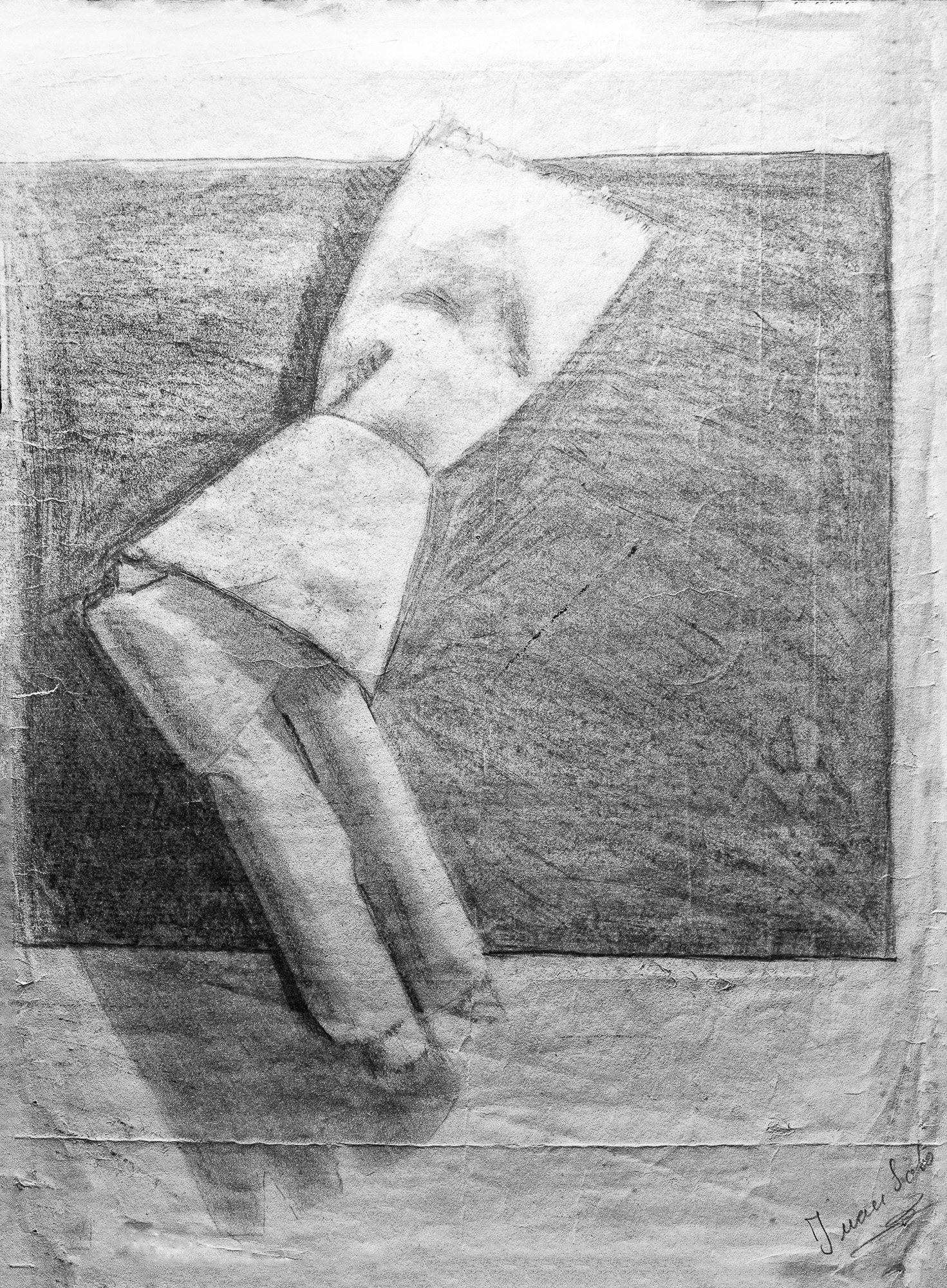 Juan Soto. Obra temprana 1946. Carboncillo sobre papel. 35 x 24 cm.