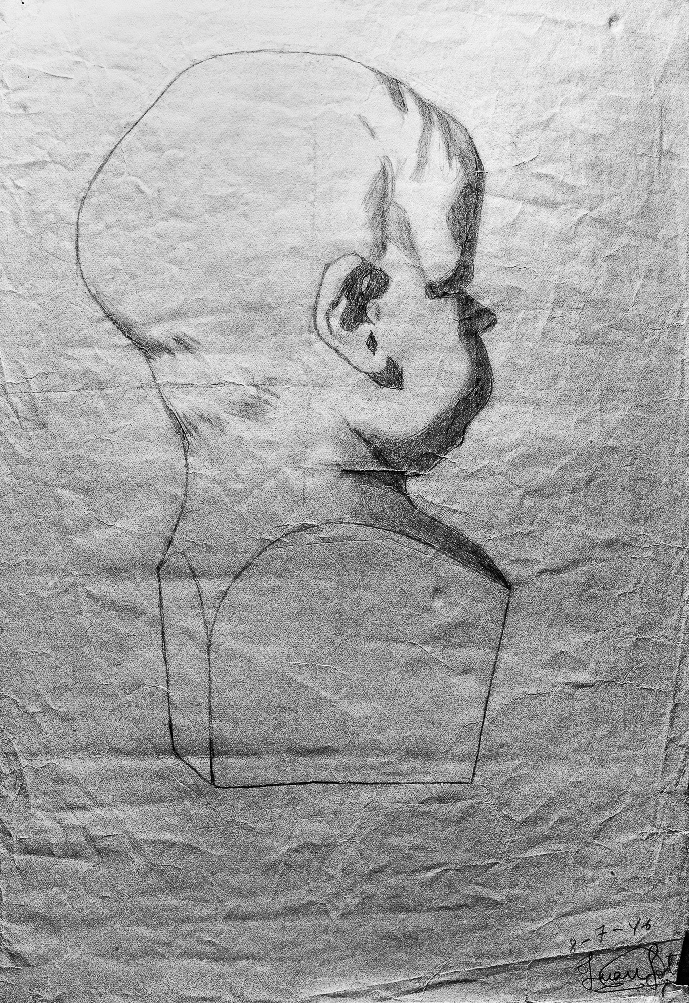 Juan Soto. Obra temprana 1946. Carboncillo sobre papel. 35x 23,5 cm.