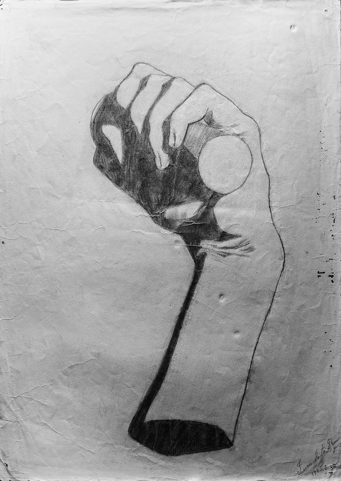 Juan Soto. Obra temprana 1946. Carboncillo sobre papel. 34,5x 23,5 cm.