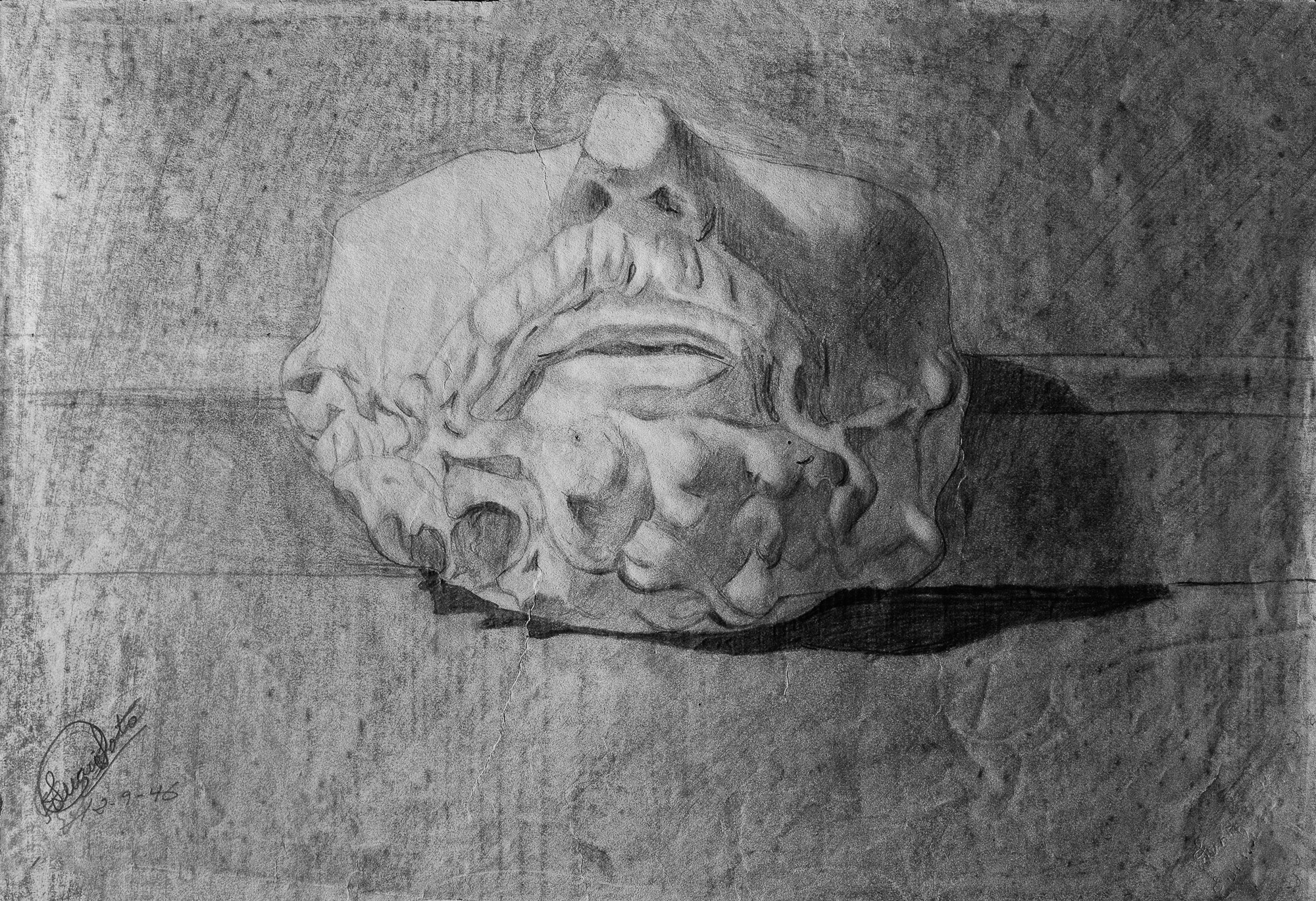Juan Soto. Obra temprana 1946. Carboncillo sobre papel. 23,5 x 34,5 cm.